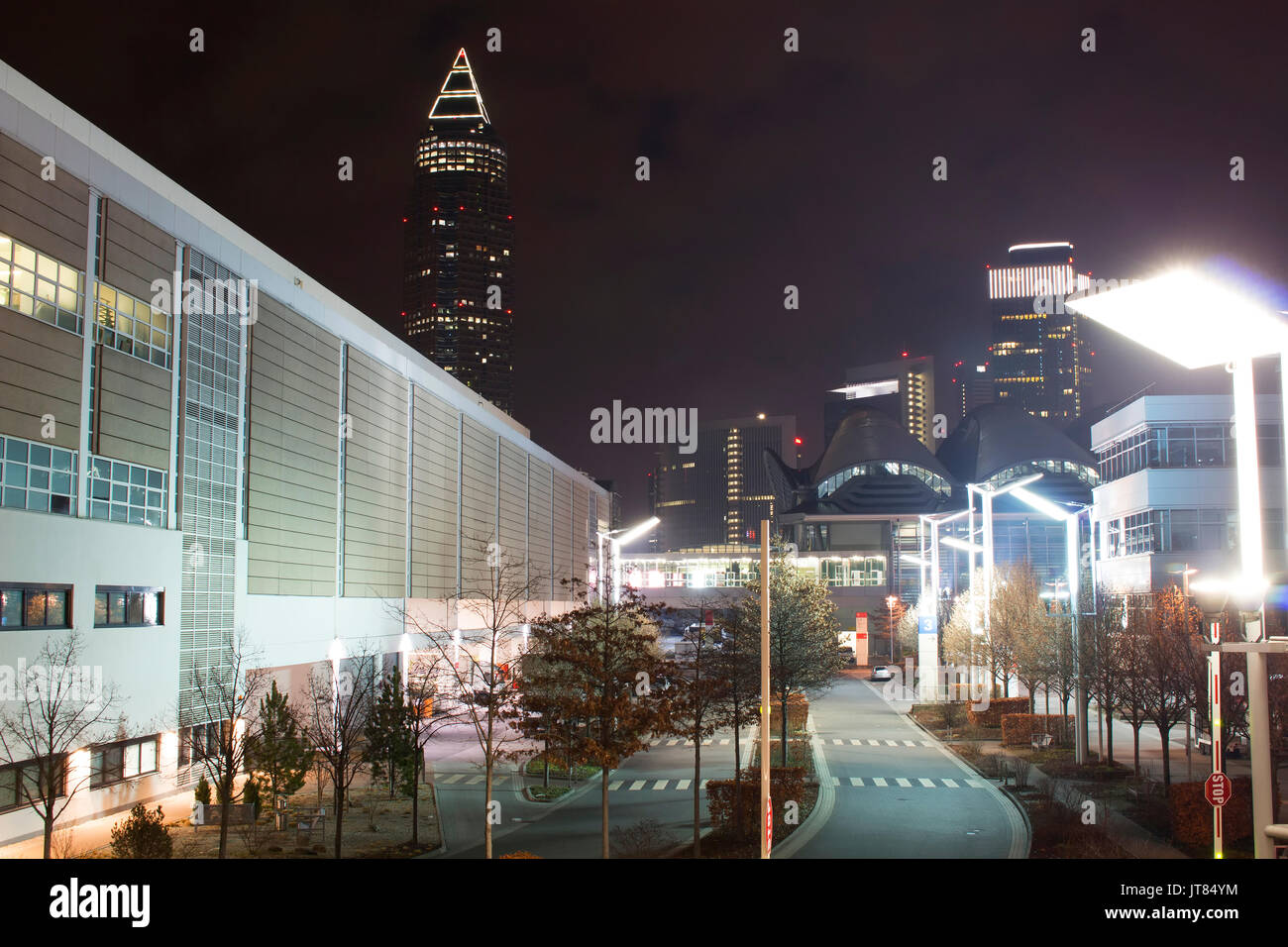 View of skyscrapers in Frankfurt at night Stock Photo - Alamy