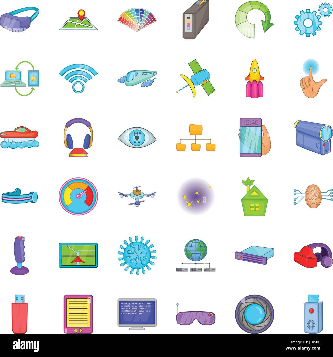 Wireless technology icons set, cartoon style Stock Vector Image & Art ...