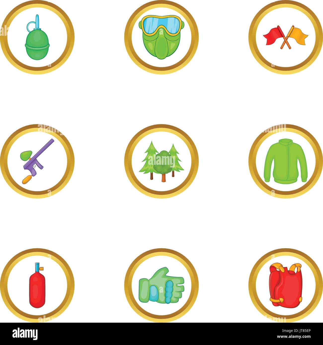 Paintball icons set, cartoon style Stock Vector Image & Art - Alamy