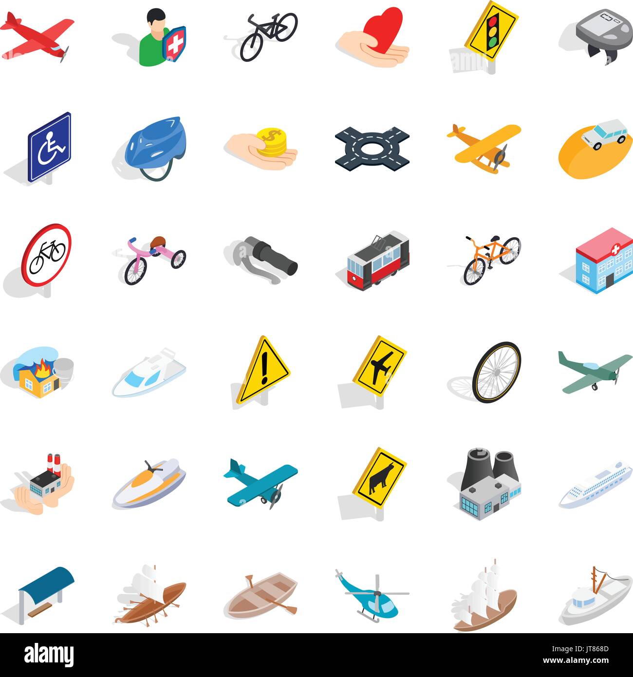 Crossroad icons set, isometric style Stock Vector