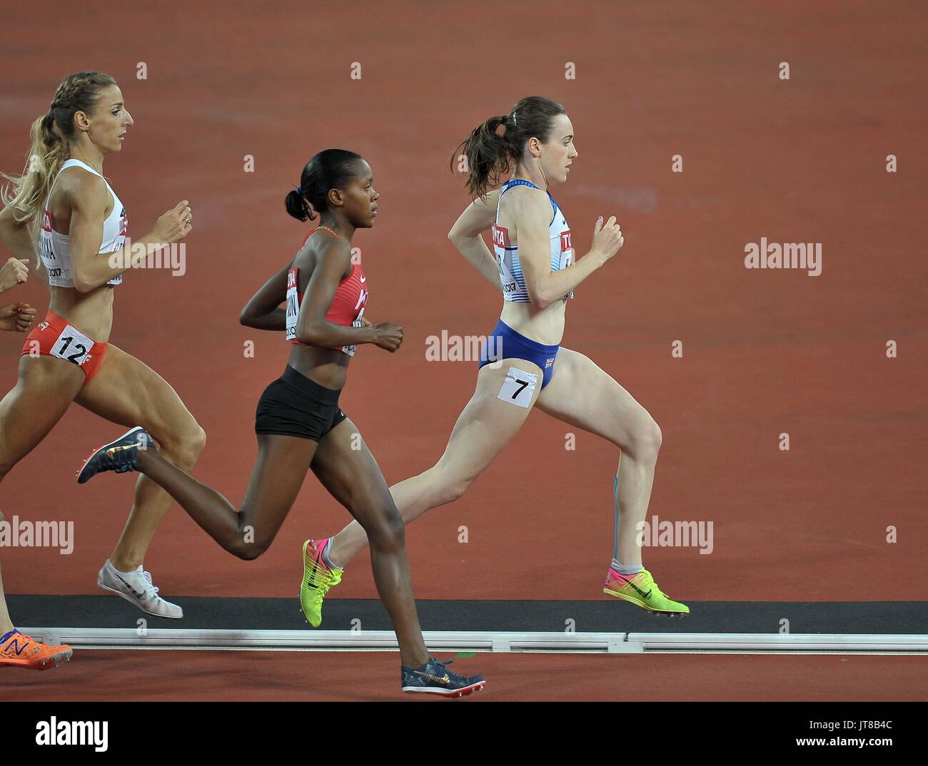 London, UK. 7th Aug, 2017. Laura MUIR (GBR) during the womens 1500m final. IAAF world athletics championships. London Olympic stadium. Queen Elizabeth Olympic park. Stratford. London. UK. 07/08/2017. Credit: Sport In Pictures/Alamy Live News Stock Photo
