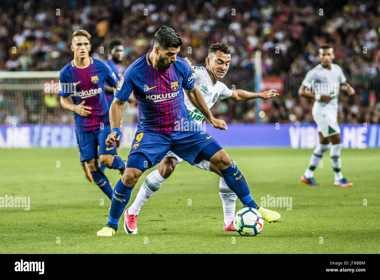 Barcelona, Catalonia, Spain. 7th Aug, 2017. FC Barcelona forward SUAREZ in action during the Joan Gamper Trophy between FC Barcelona and Chapecoense at the Camp Nou stadium in Barcelona Credit: Matthias Oesterle/ZUMA Wire/Alamy Live News Stock Photo