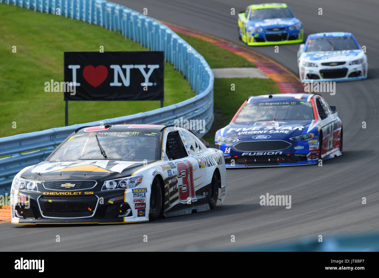 August 6, 2017: Monster Energy NASCAR Cup Series driver Ryan Newman #31  leads a group of cars during the Monster Energy NASCAR Cup Series I Love NY  355 at The Glen on