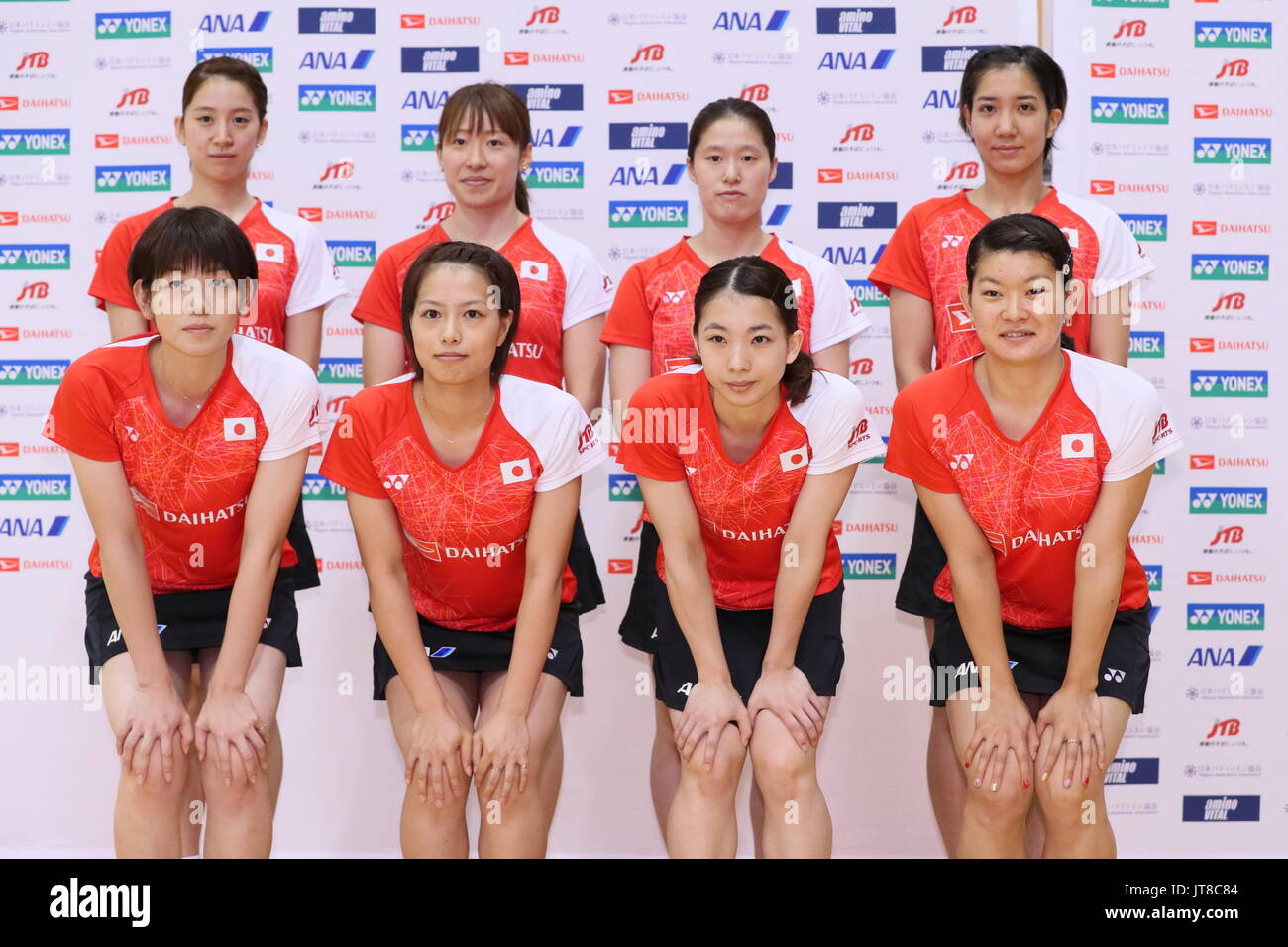 Ajinomoto National Training Center Tokyo Japan 7th Aug 2017 Top L R Koharu Yonemoto Shiho Tanaka Naoko Fukuman Kurumi Yonao Bottom L R Sayaka Hirota Yuki Fukushima Misaki Matsutomo Ayaka Takahashi Jpn August 7