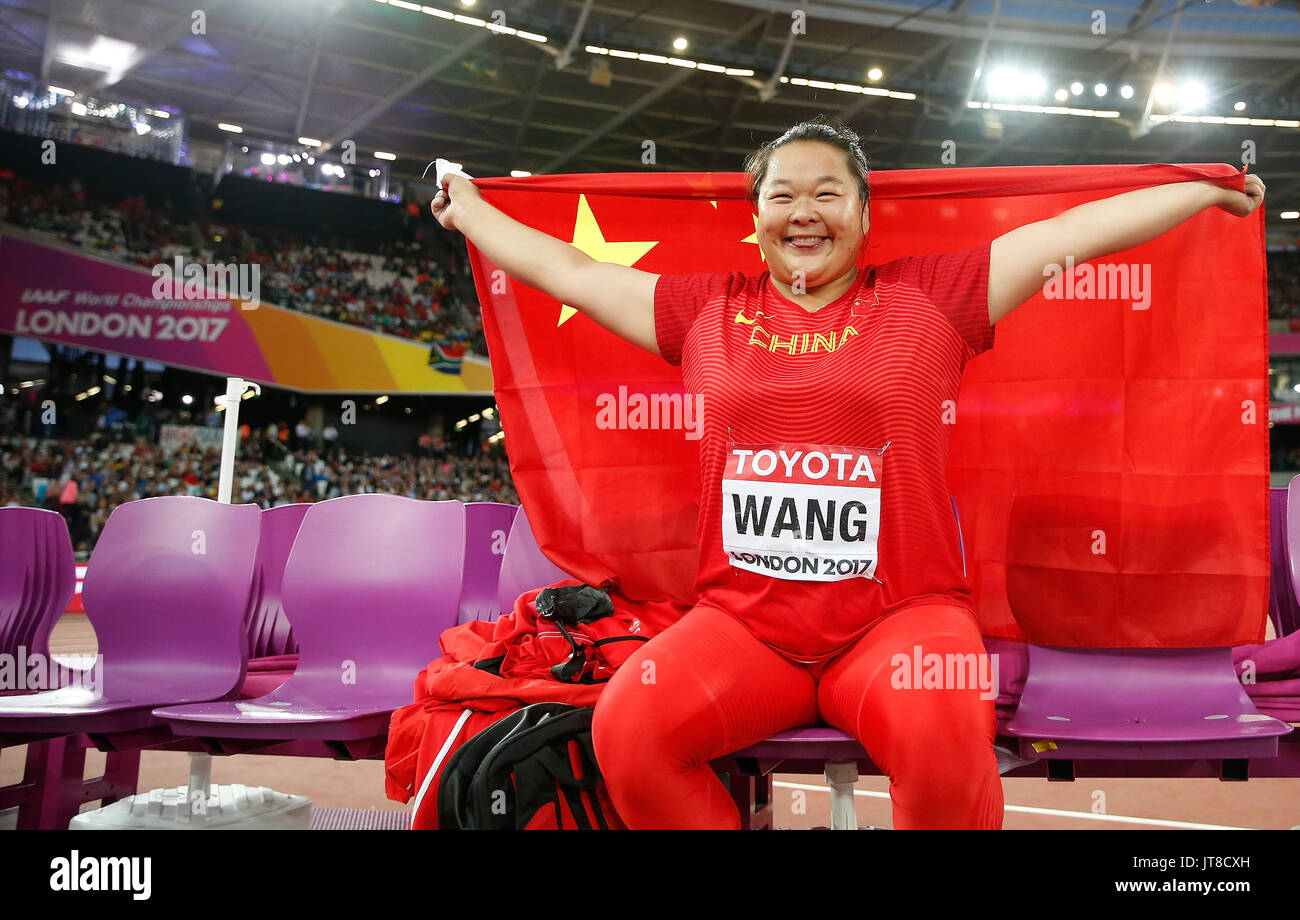 London, UK. 8th Aug, 2017. Wang Zheng of China celebrates after Women's ...