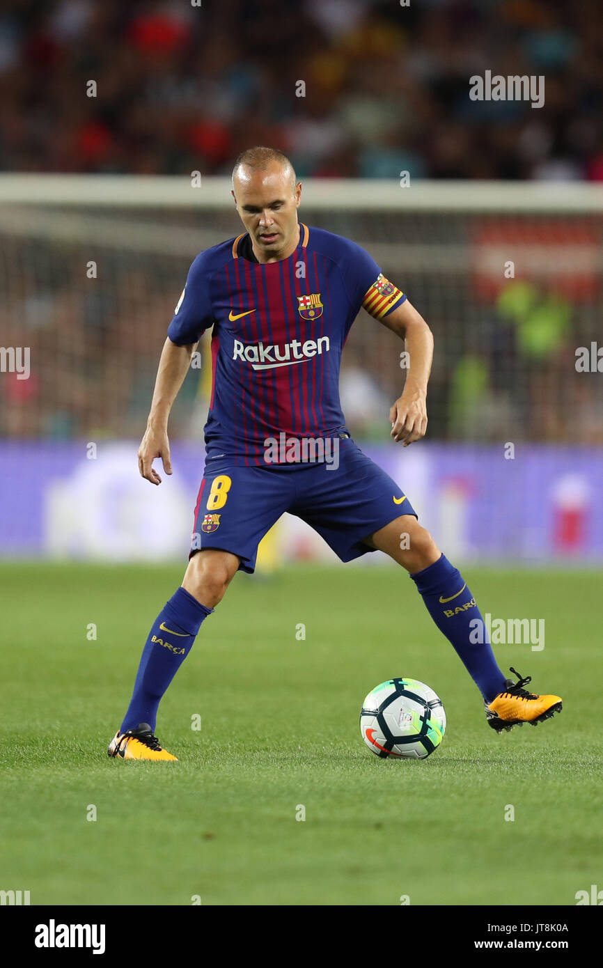 Barcelona, Spain. 7th Aug, 2017. Andres Iniesta of FC Barcelona during the 2017 Joan Gamper Trophy football match between FC Barcelona and Chapecoense on August 7, 2017 at Camp Nou stadium in Barcelona, Spain. Credit: Manuel Blondeau/ZUMA Wire/Alamy Live News Stock Photo