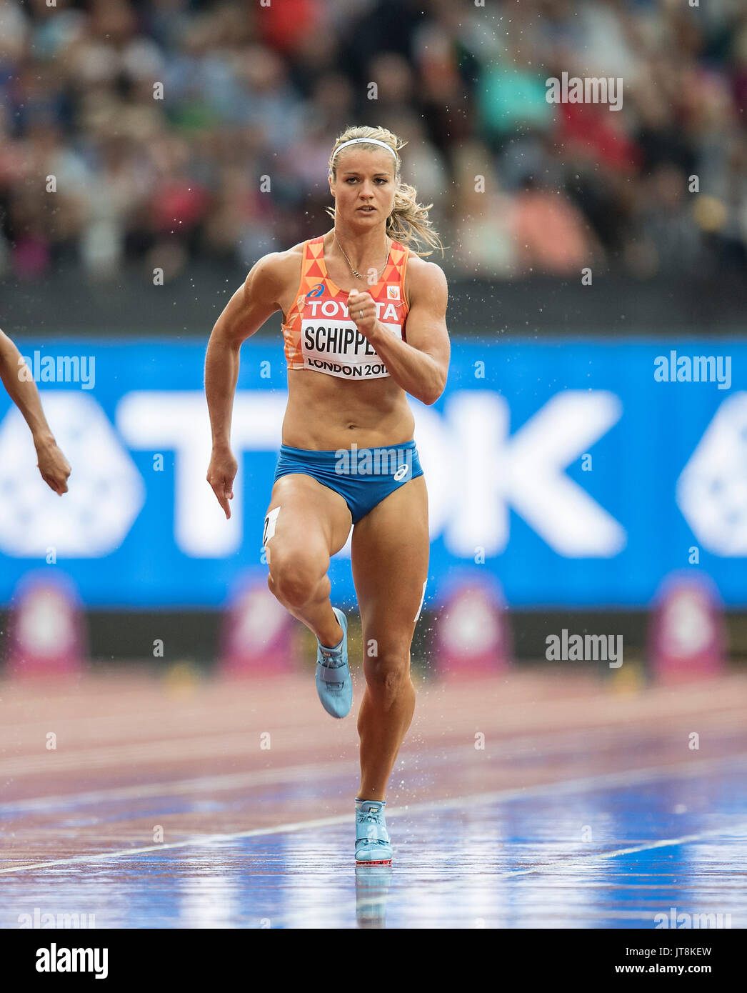 Dafne Schippers, NED; Aktion,    Vorlauf 100m der Frauen, am 05.08.2017 Leichtathletik Weltmeisterschaft 2017 in London/ Grossbritannien, vom 04.08. - 13.08.2017. | Verwendung weltweit Stock Photo