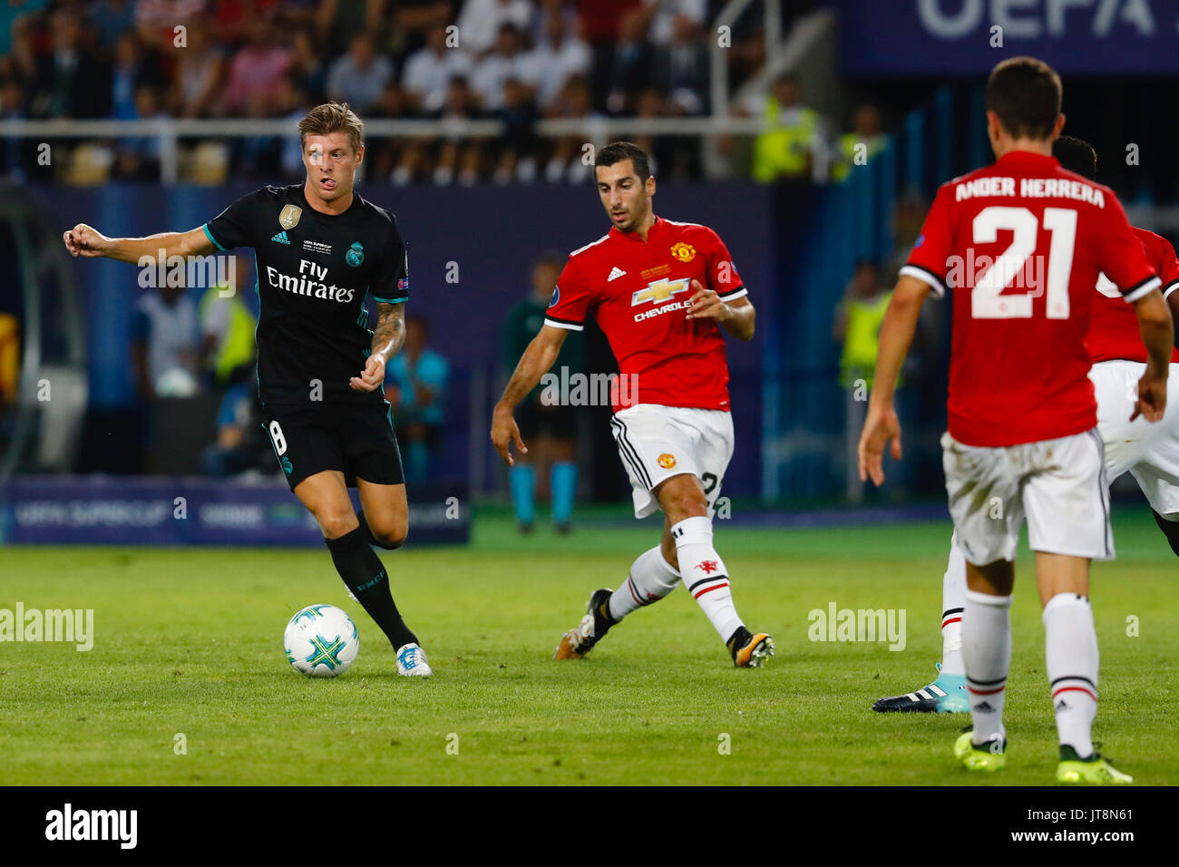 Skopje, Macedonia. 8th Aug, 2017. Toni Kroos (8) Real Madrid's player. UEFA  SUPER CUP FINAL between Real Madrid vs Manchester United match at the  Philipo II National Arena (Skopje) Macedonia, August 8,