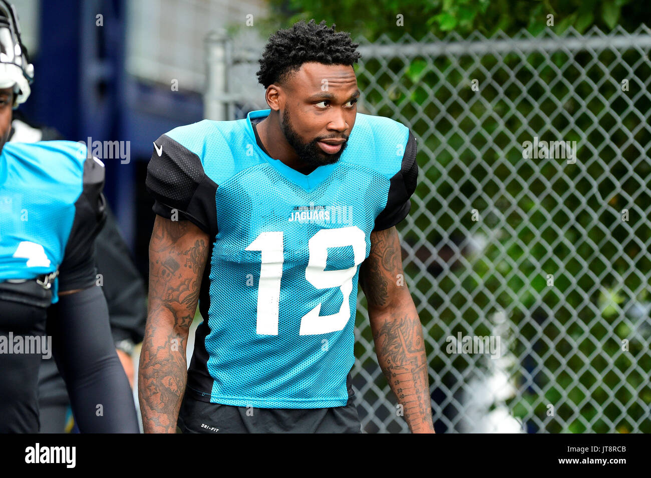 August 8, 2017 Jacksonville Jaguars wide receiver Jamal Robinson (19) makes his way to the
