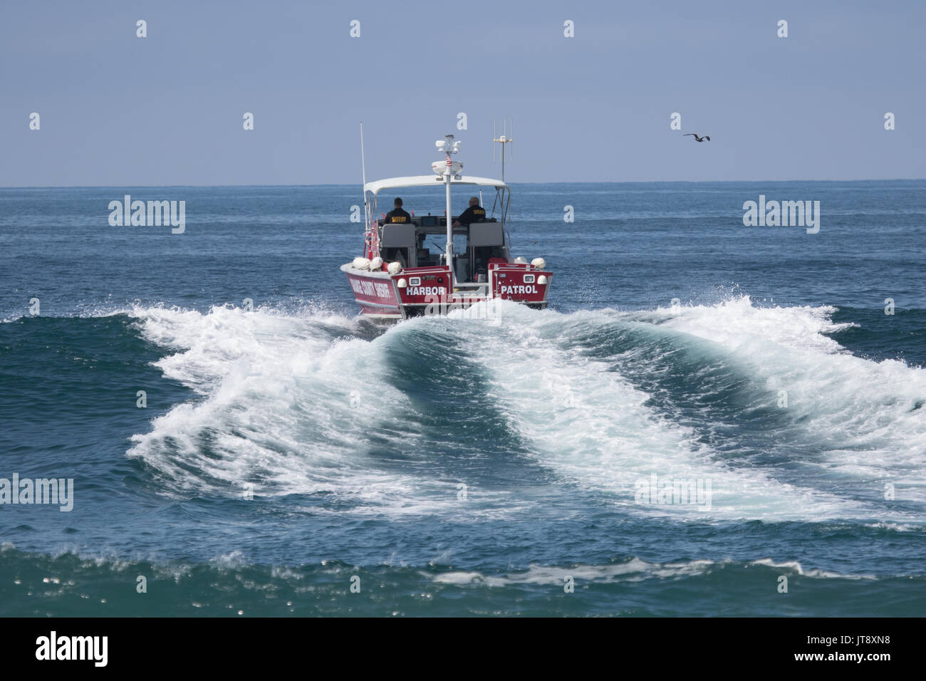Orange County Sheriff departments Harbor patrol boat patrolling the coastal waters off Southern California Stock Photo