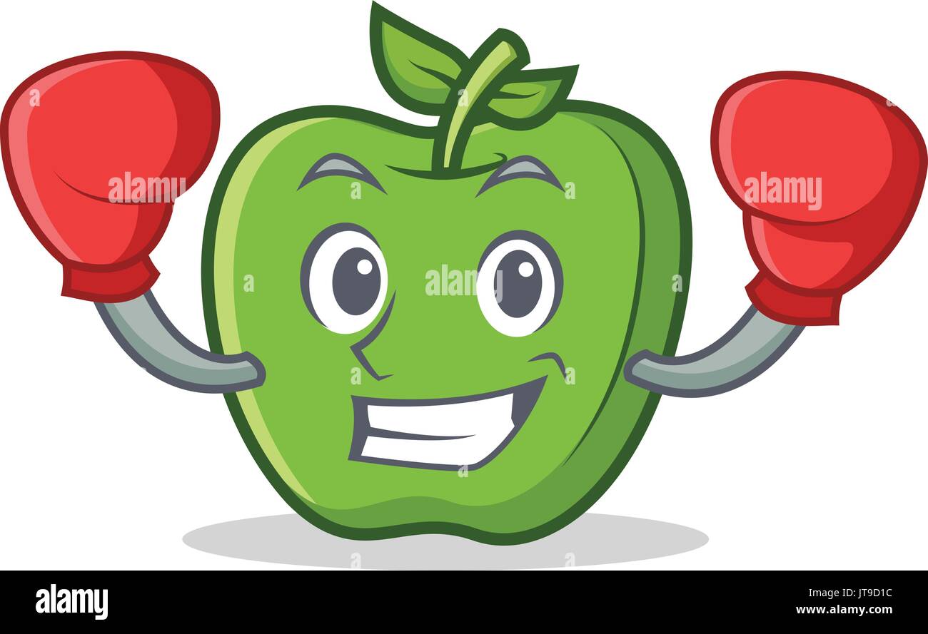Boxing green apple character cartoon Stock Vector Image & Art - Alamy