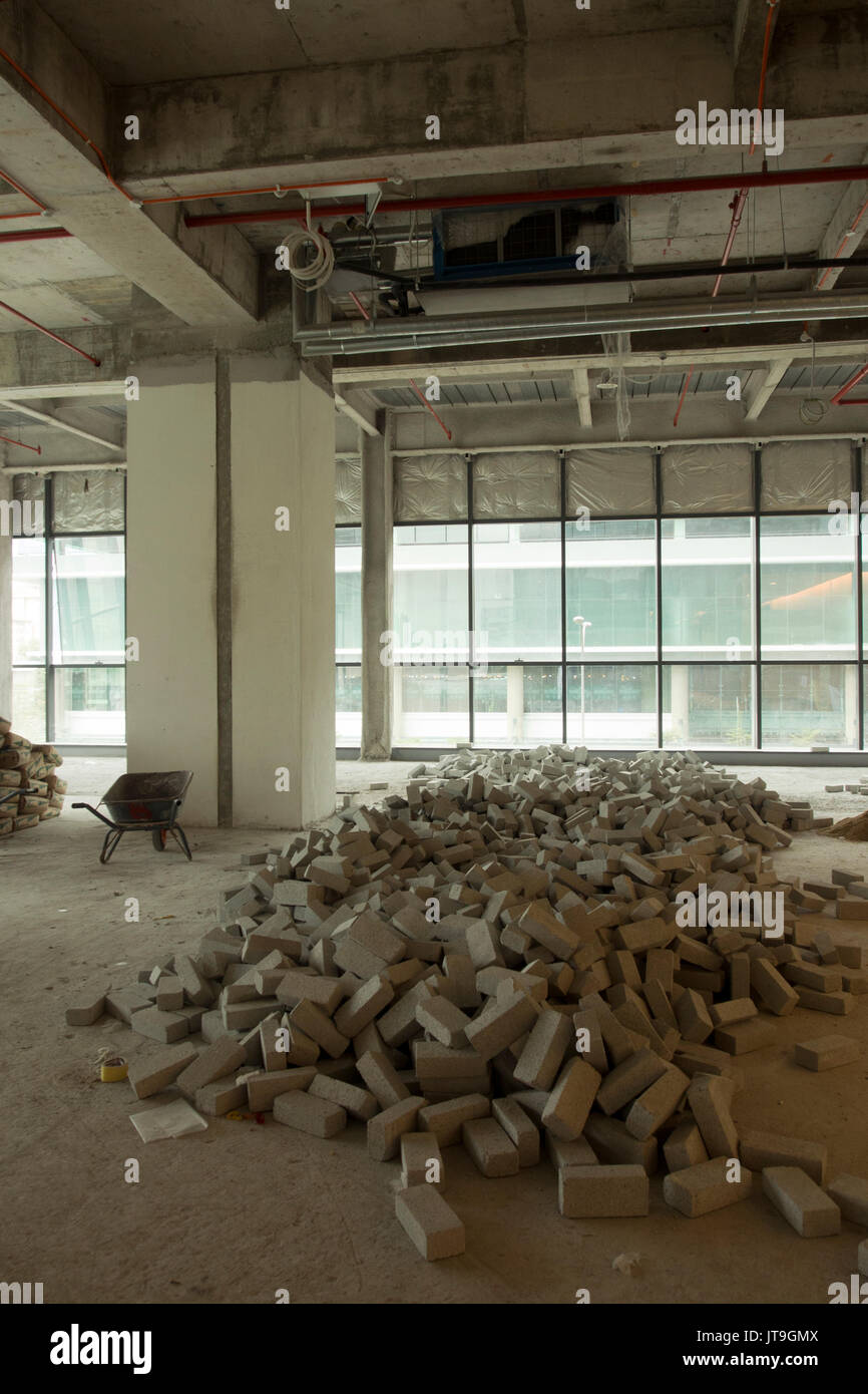 Interior of a building under renovation at a construction site Stock Photo