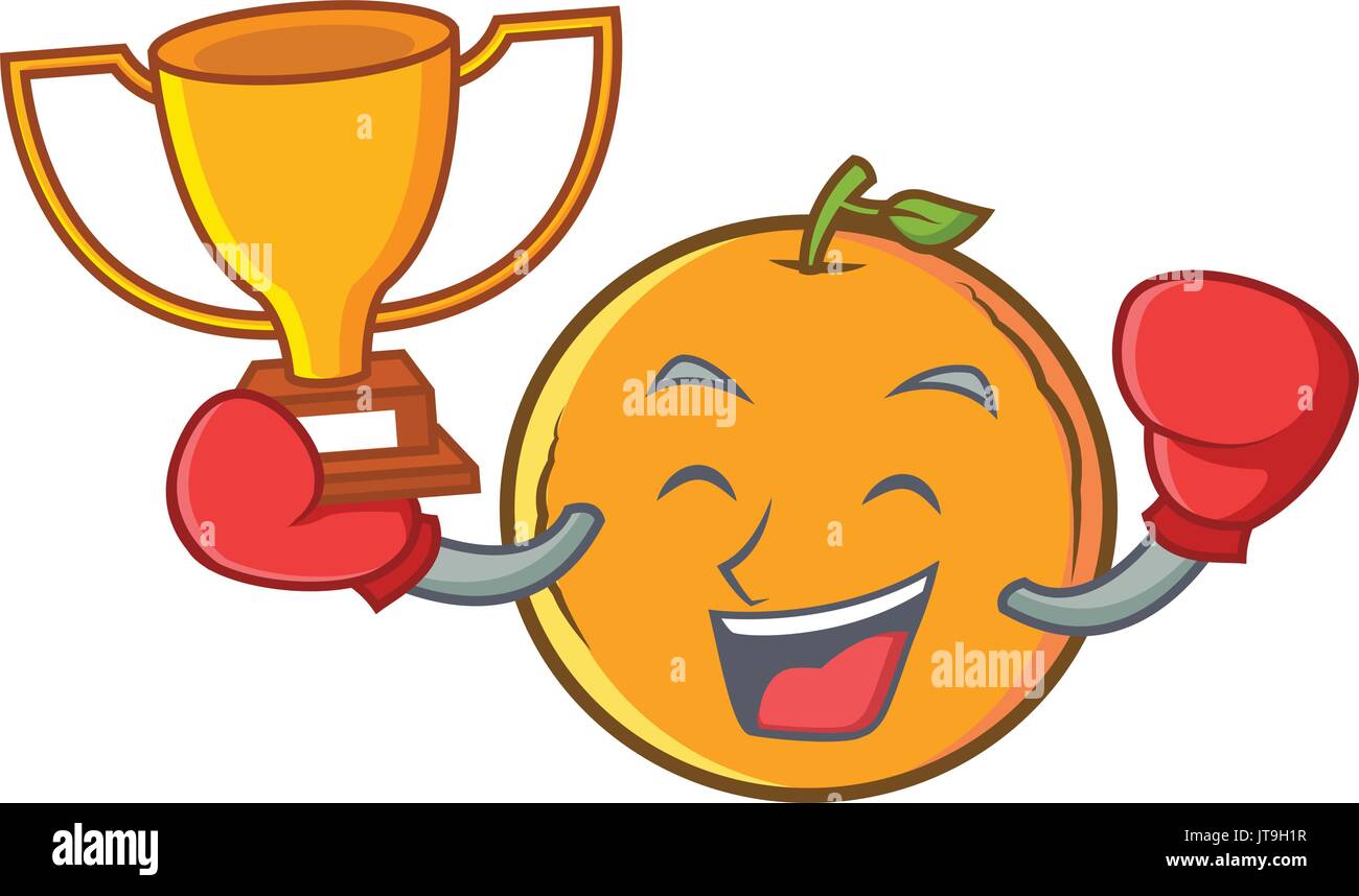 Boxing winner orange fruit cartoon character Stock Vector Image & Art ...