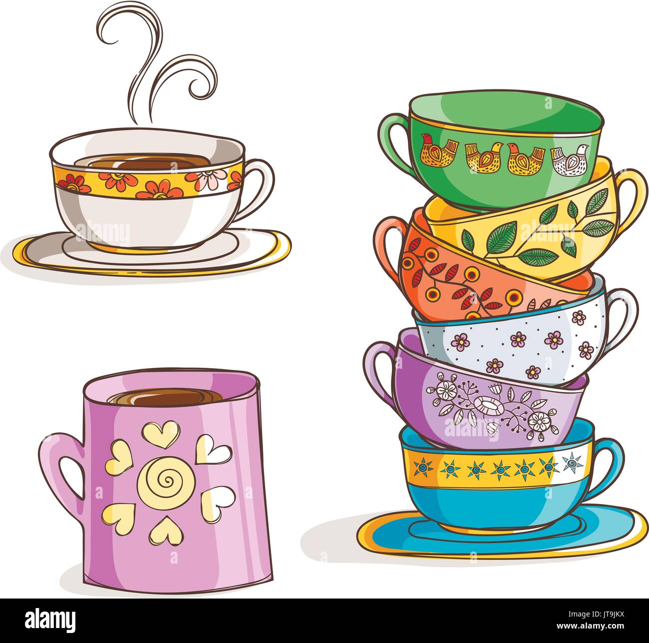 Set of cups and mug. Vector illustration Stock Vector Image & Art Alamy