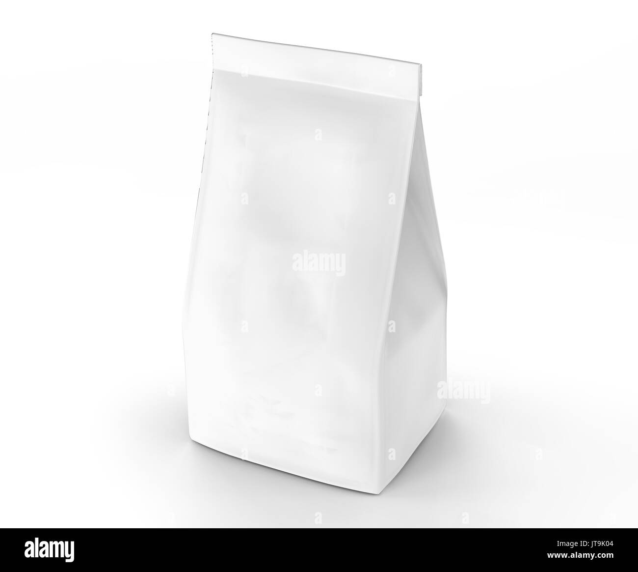 Pearl white coffee bean bag mockup, blank foil bag template in 3d ...