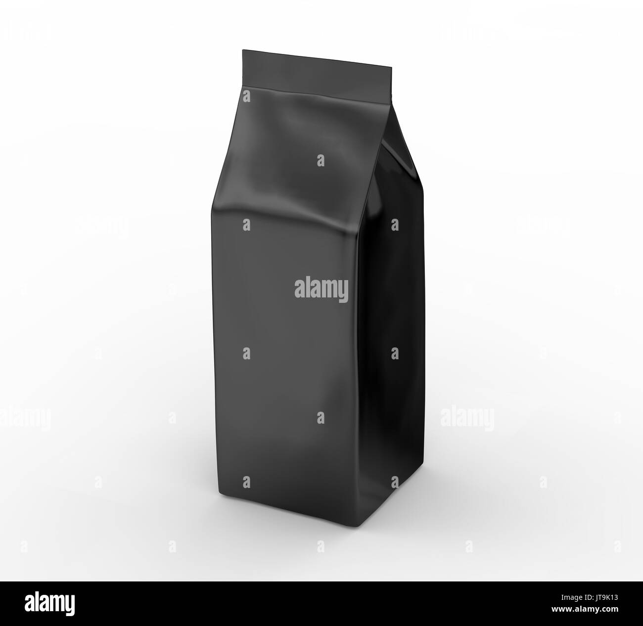 Black coffee bean bag mockup, blank foil bag template in 3d rendering ...