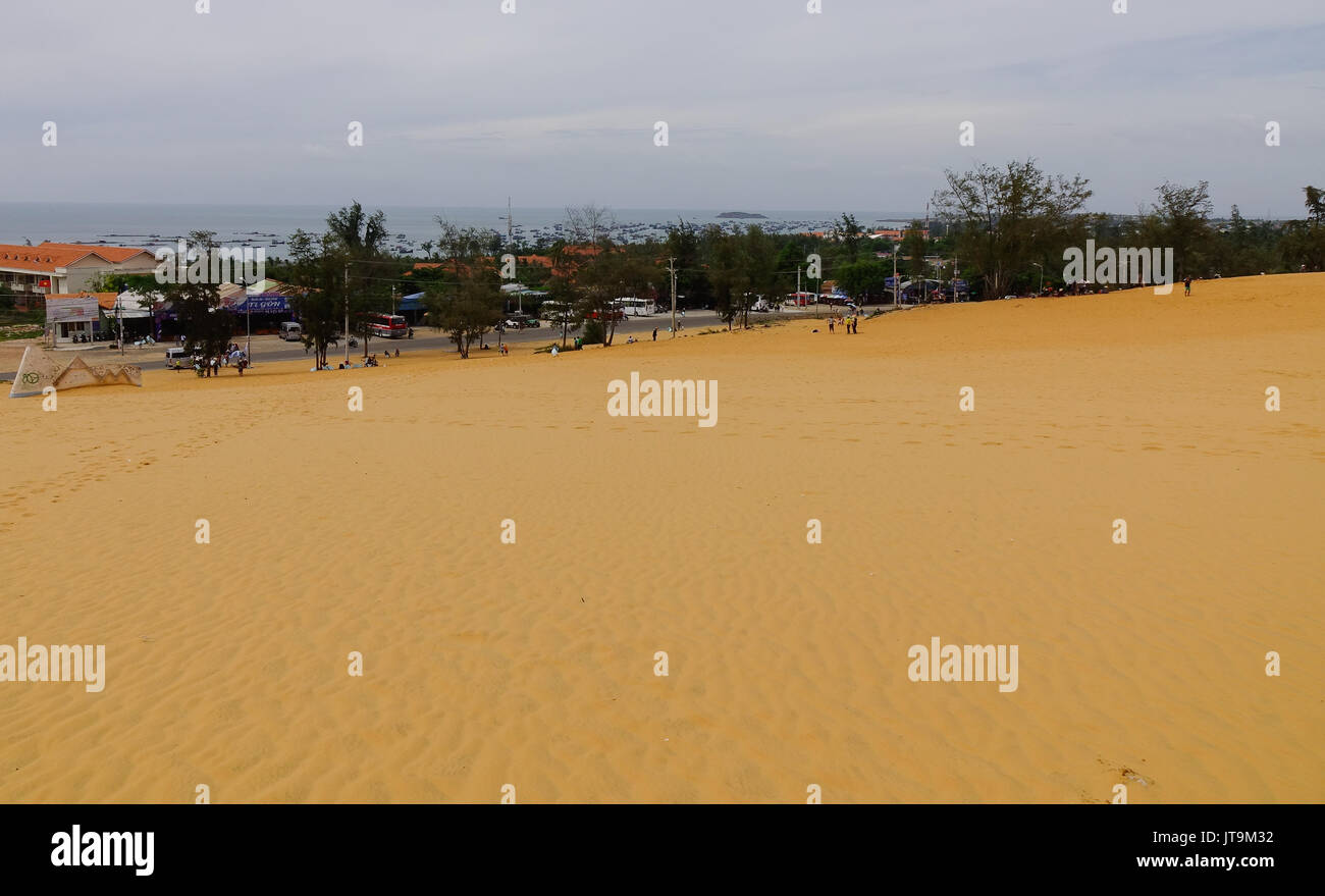 Mui Ne, Vietnam - Jun 3, 2017. Landscape of the sand dunes in Mui Ne, Vietnam. Sand Dunes just outside of Mui Ne are one of Vietnam charming geologica Stock Photo