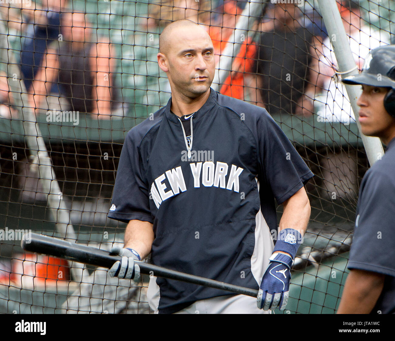 New York Yankees shortstop Derek Jeter (2) leaves the batting cage after  taking batting practice prior to the game against the Baltimore Orioles at  Oriole Park at Camden Yards in Baltimore, MD