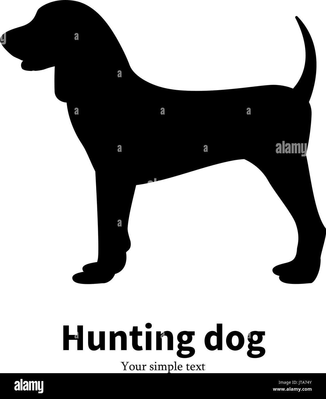 Vector illustration black silhouette hunting dog Stock Vector