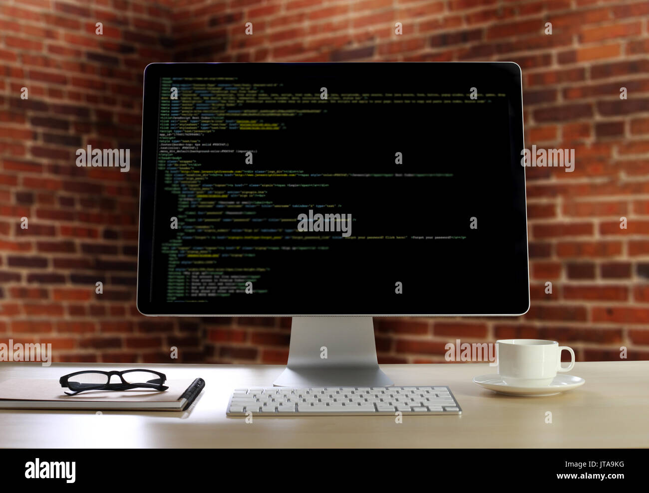 Developer Team Working Laptop Computer Mobile Application Softwareand Web Design Online Technology Content script to display Stock Photo