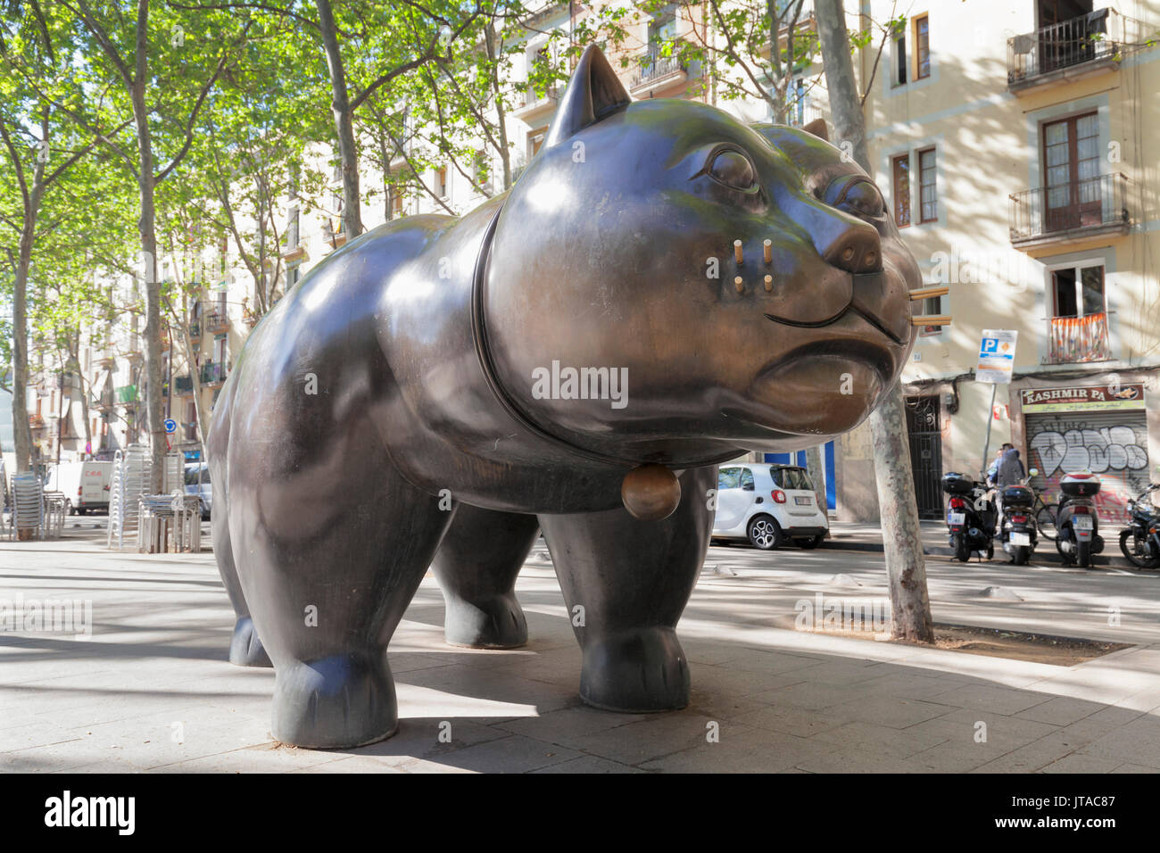 The cat (El Gat) sculpture by Botero, Rambla del Raval, Barcelona, Catalonia, Spain, Europe Stock Photo