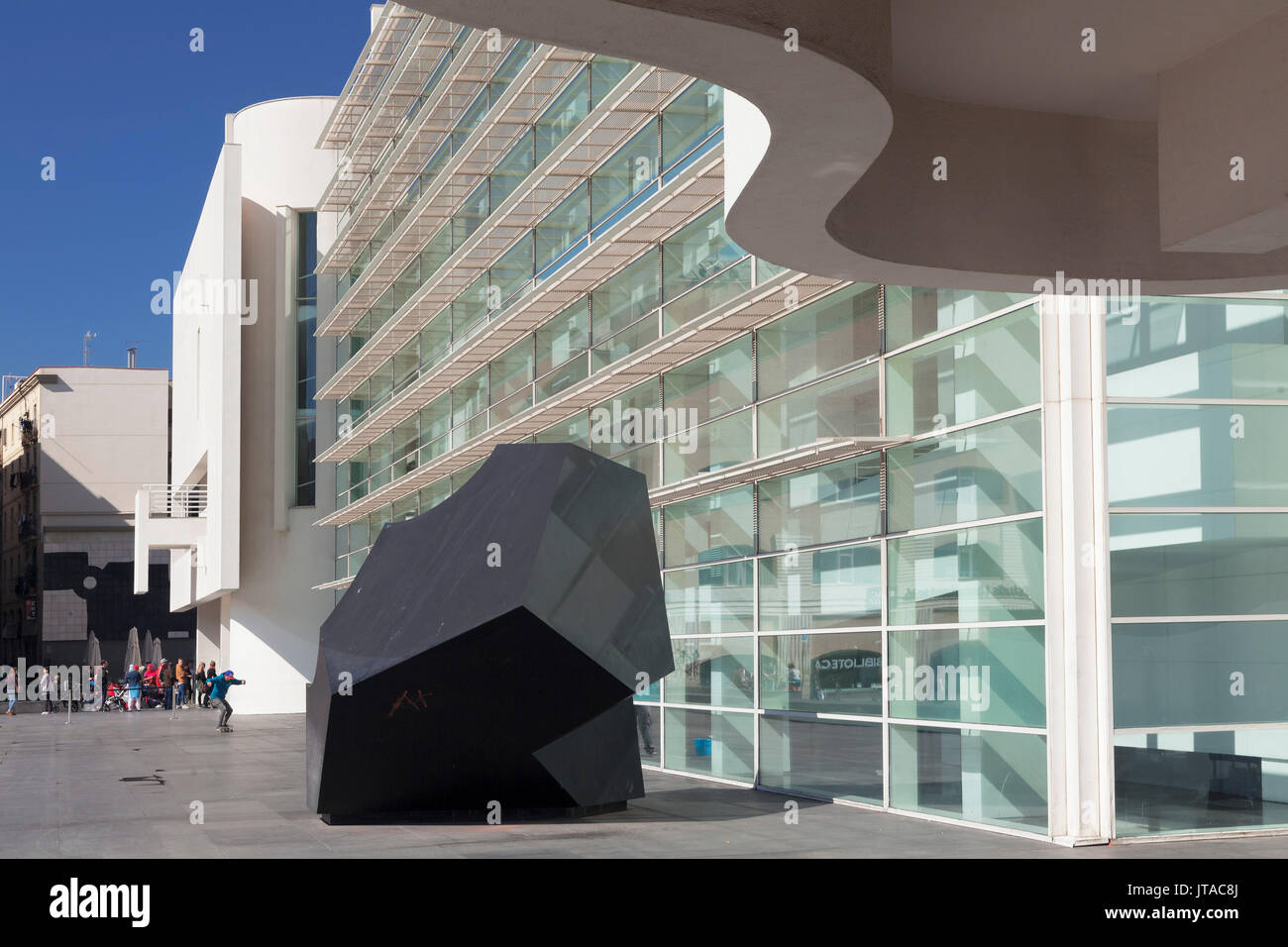 Museu d'Art Contemporani de Barcelona (MACBA), architect Richard Meier, El Raval, Barcelona, Catalonia, Spain, Europe Stock Photo