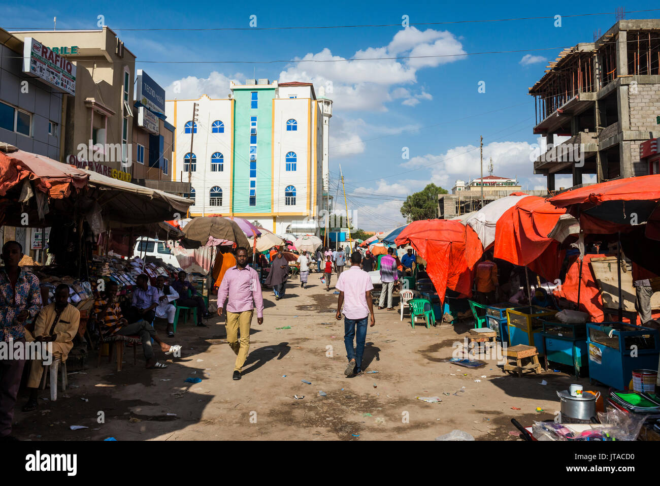 Dusty street in Hargeisa, Somaliland, Somalia, Africa Stock Photo