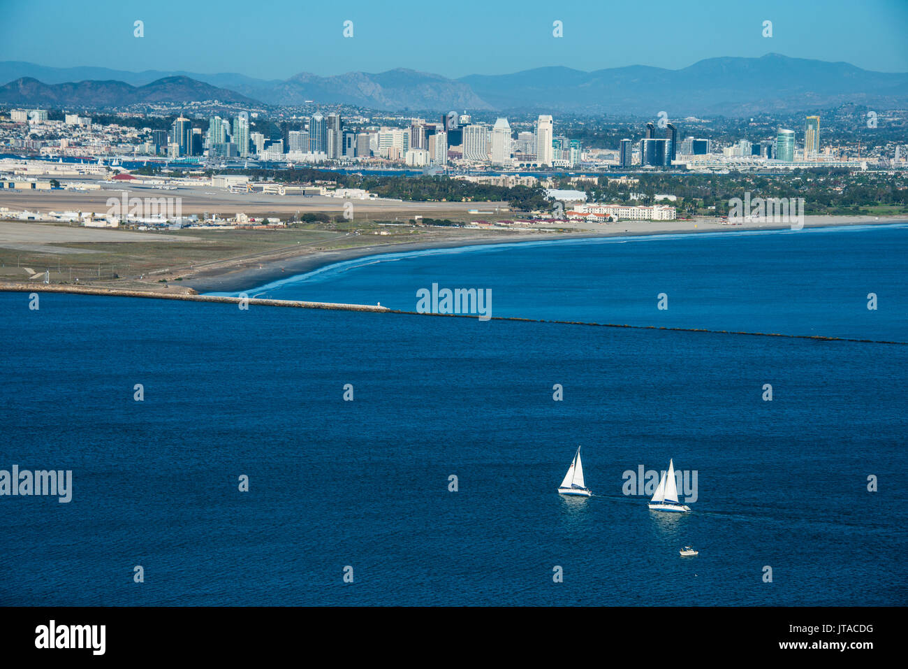 View over San Diego Bay from the Cabrillo National Monument, Point Loma, San Diego, California, USA, North America Stock Photo