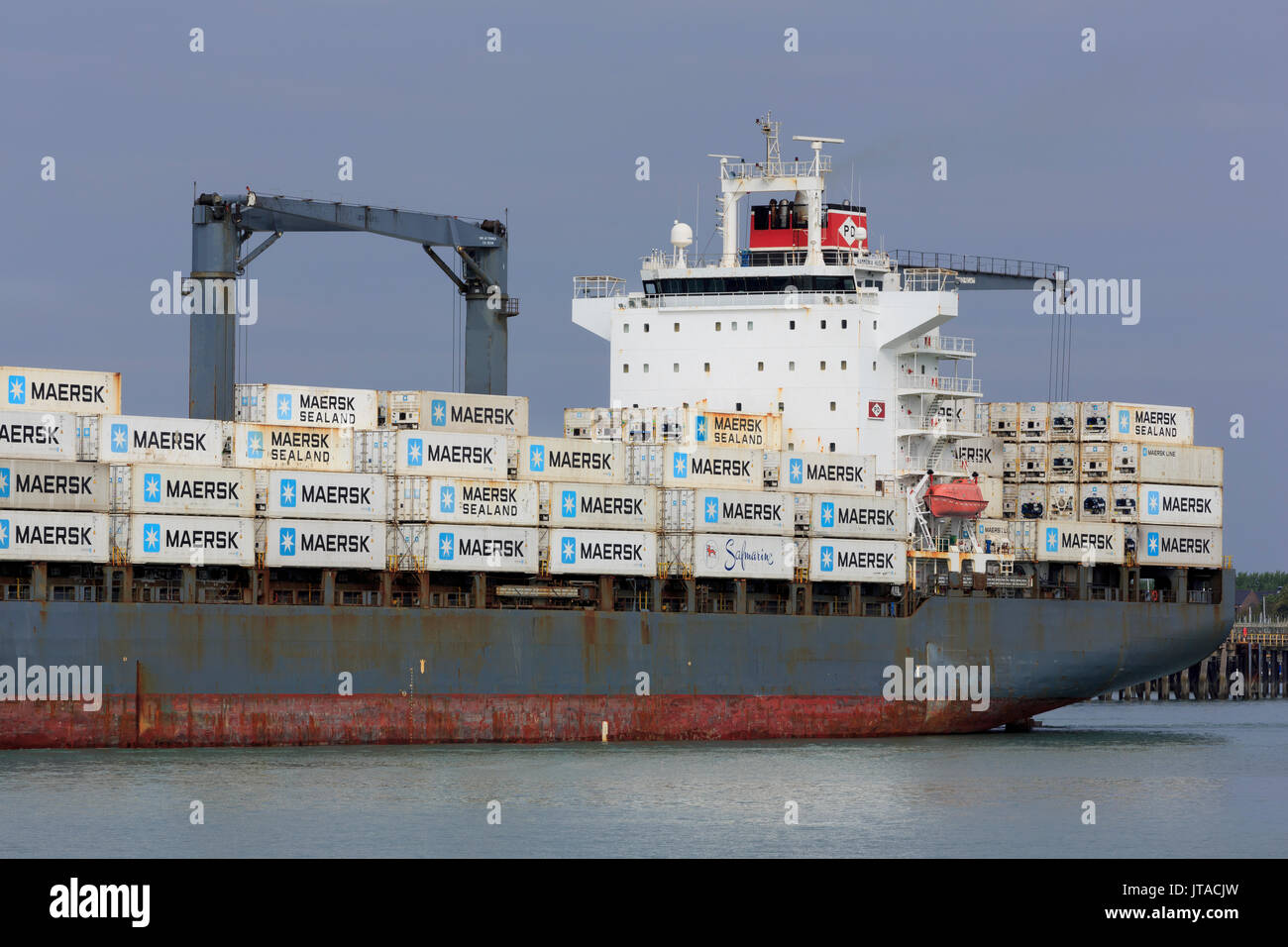 Container ship, Portsmouth, Hampshire, England, United Kingdom, Europe Stock Photo