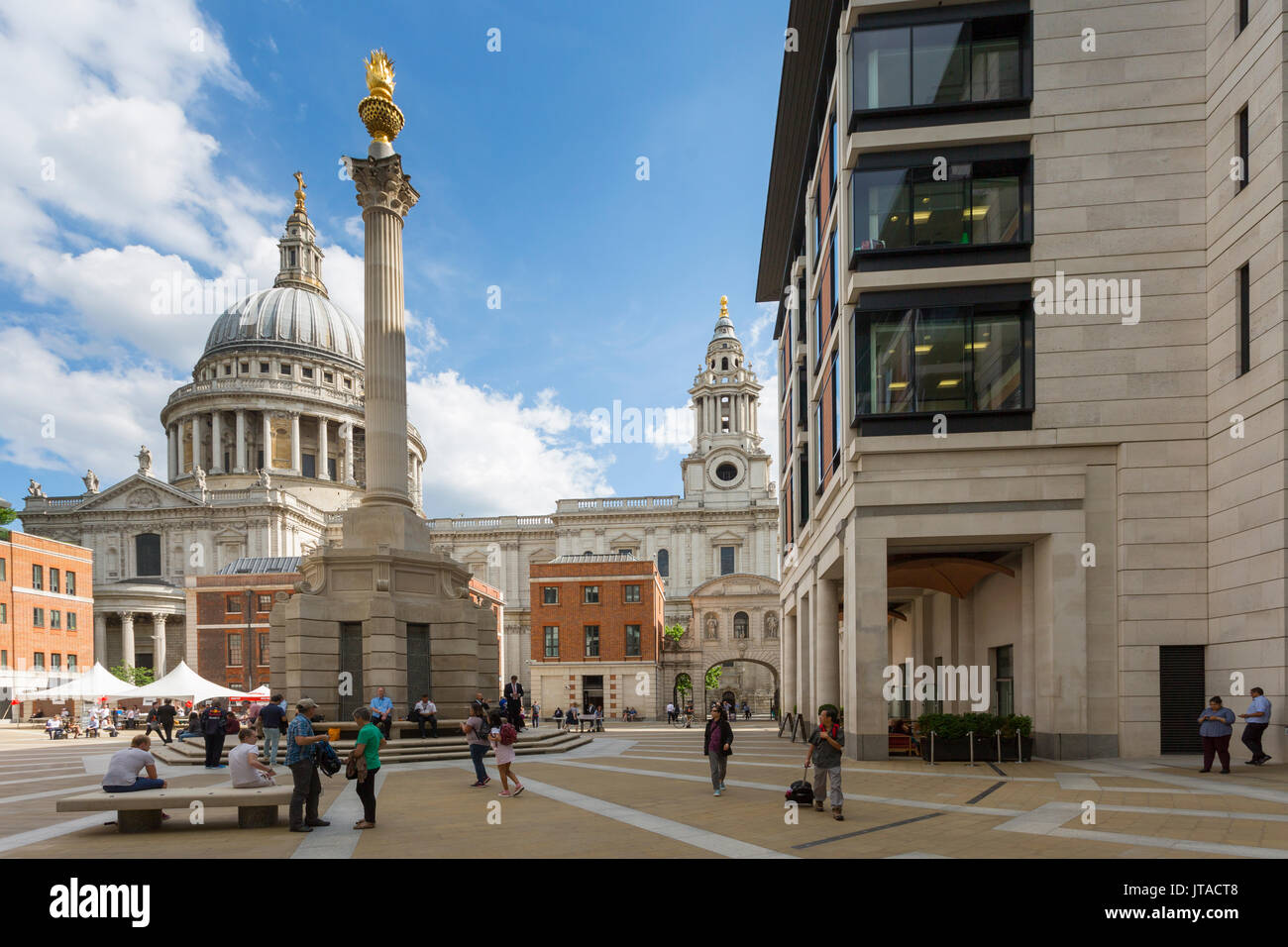View of St. Paul's Cathedral and Paternoster Square, City of London, London, England, United Kingdom, Europe Stock Photo