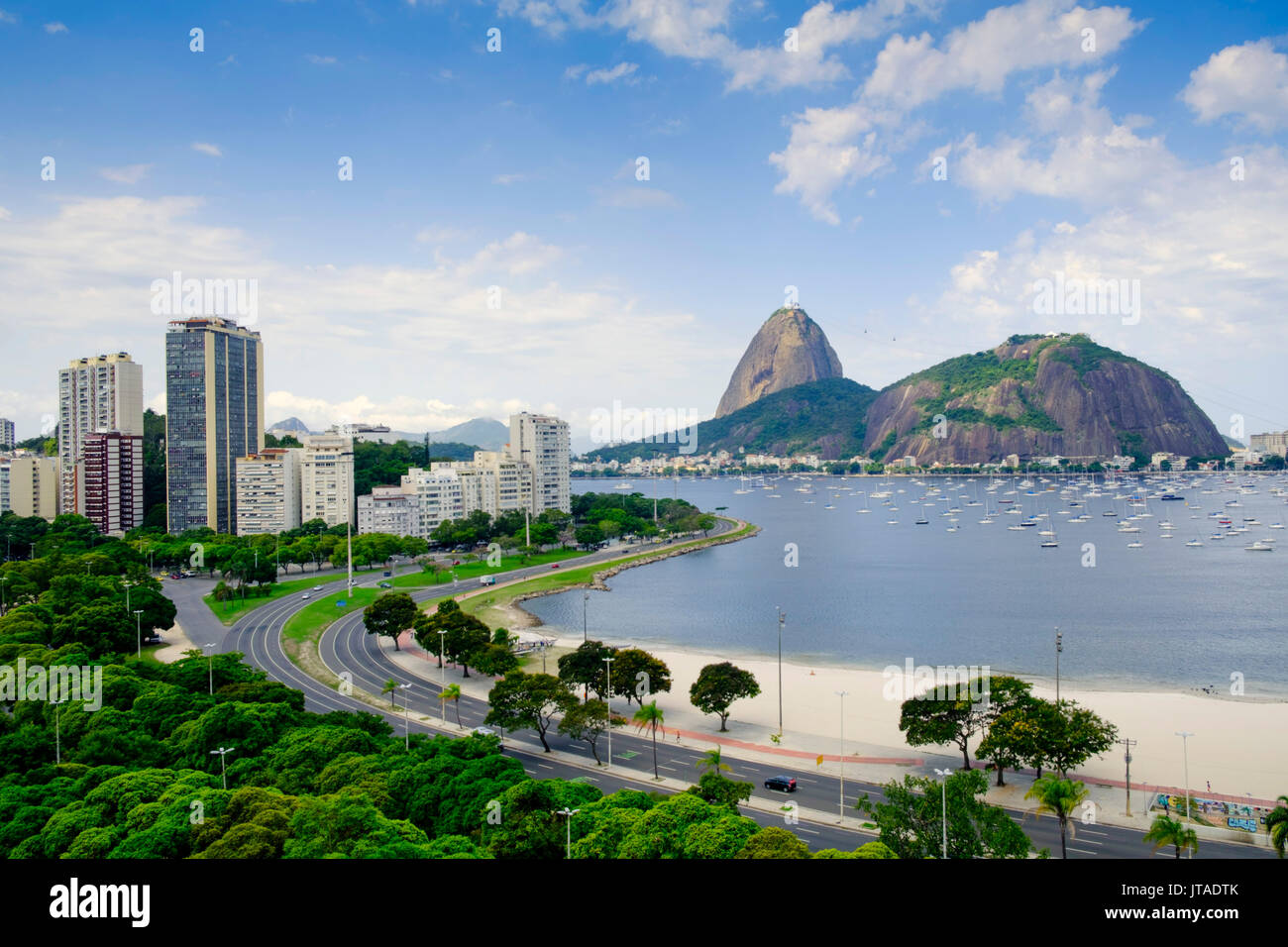The Sugar Loaf and Botafogo Bay, Botafogo neighbourhood, Rio de Janeiro, Brazil Stock Photo
