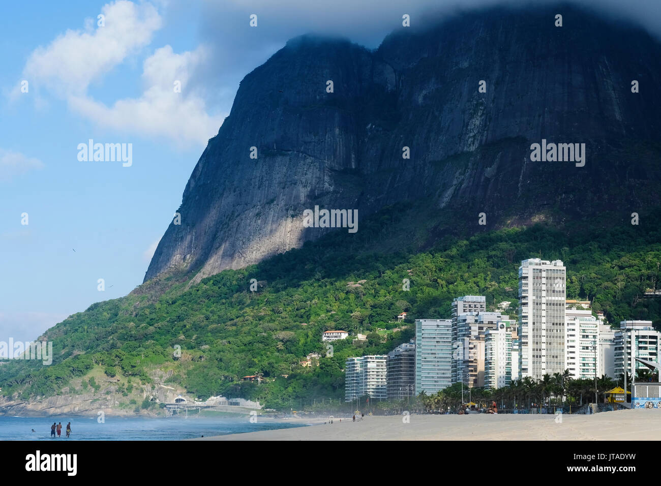 Sao Conrado beach and the Pedra da Gavea in Rio de Janeiro's southern zone, Rio de Janeiro, Brazil Stock Photo