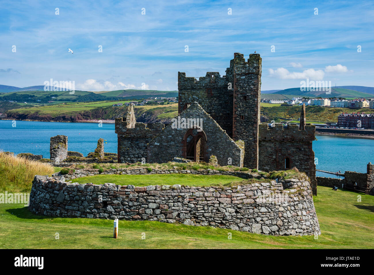 Peel Castle, Peel, Isle of Man, crown dependency of the United Kingdom, Europe Stock Photo