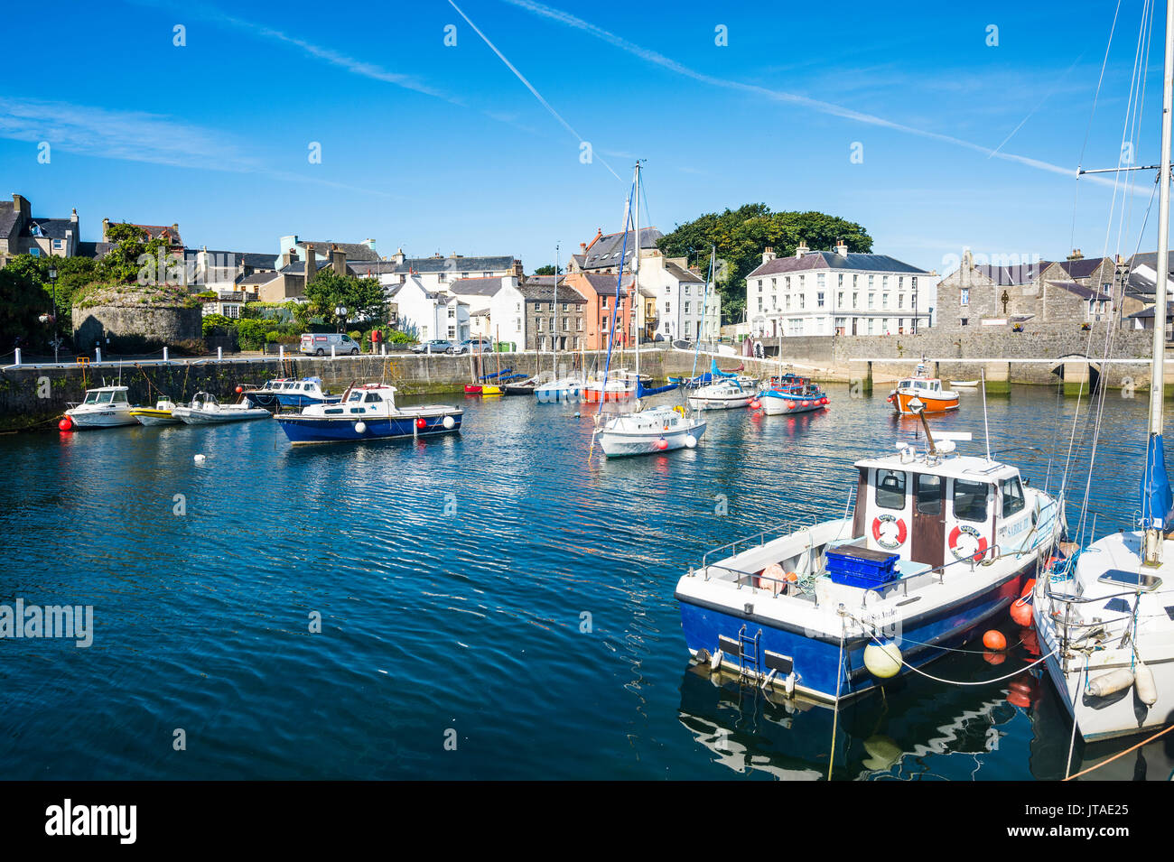 Harbour of Castletown, Isle of Man, crown dependency of the United Kingdom, Europe Stock Photo