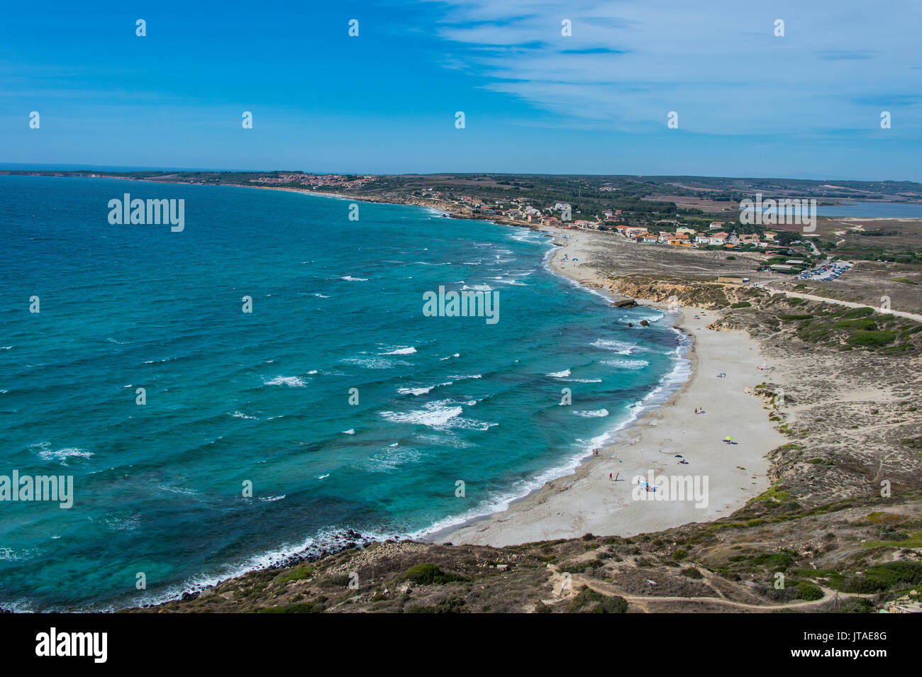 View over Cap San Marco beach, San Giovanni di Sinis, Sardinia, Italy, Mediterranean, Europe Stock Photo