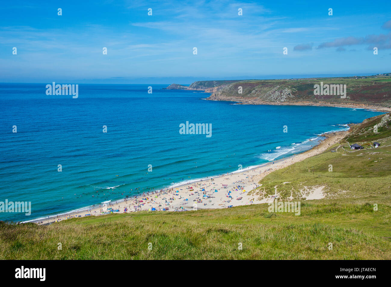 View over Sennen Cove, Cornwall, England, United Kingdom, Europe Stock Photo