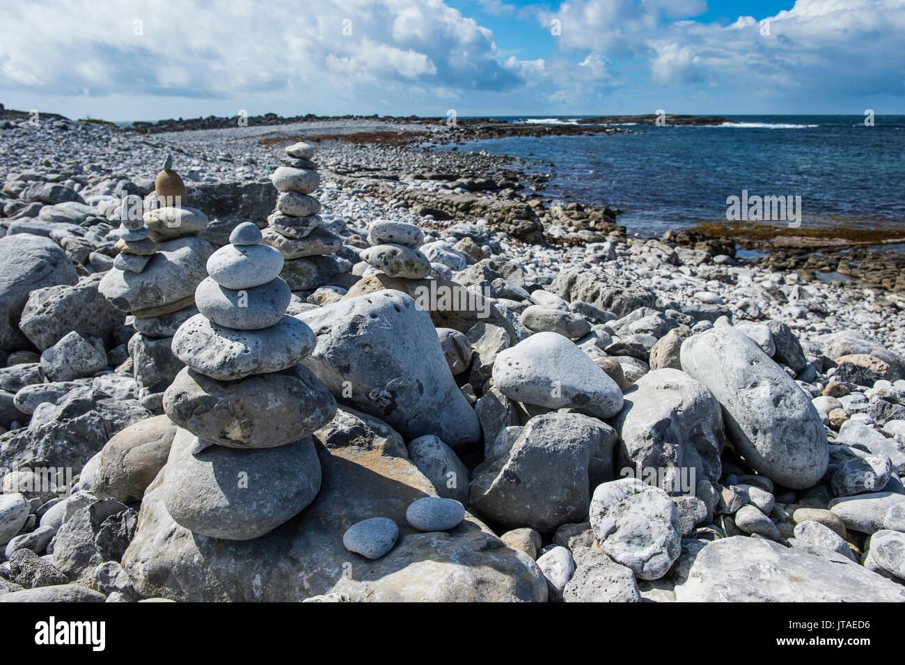 Pebble beach in Arainn, Aaran Islands, Republic of Ireland, Europe Stock Photo