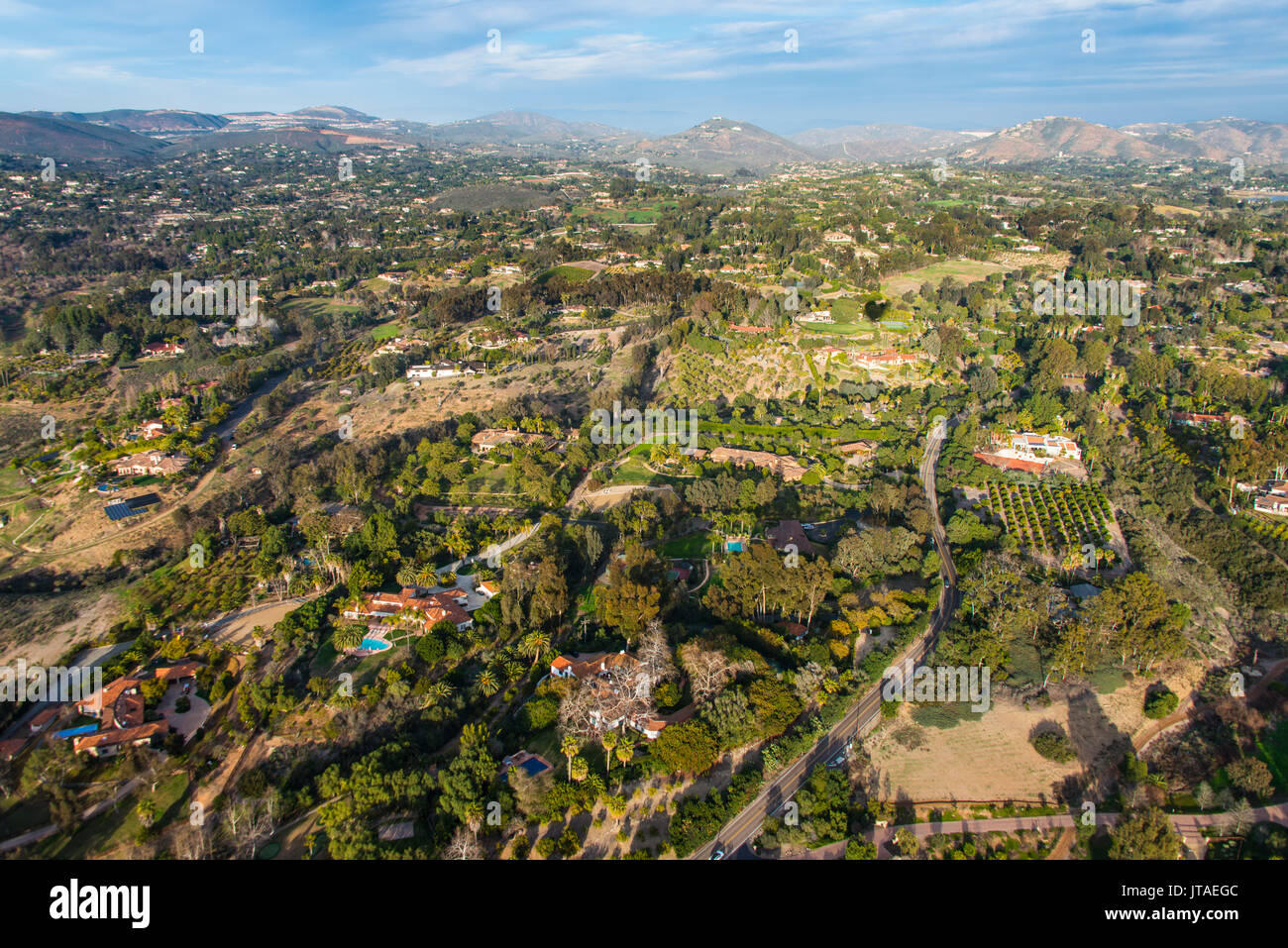 Aerial over Encinitas from a hot air balloon, California, United States of America, North America Stock Photo