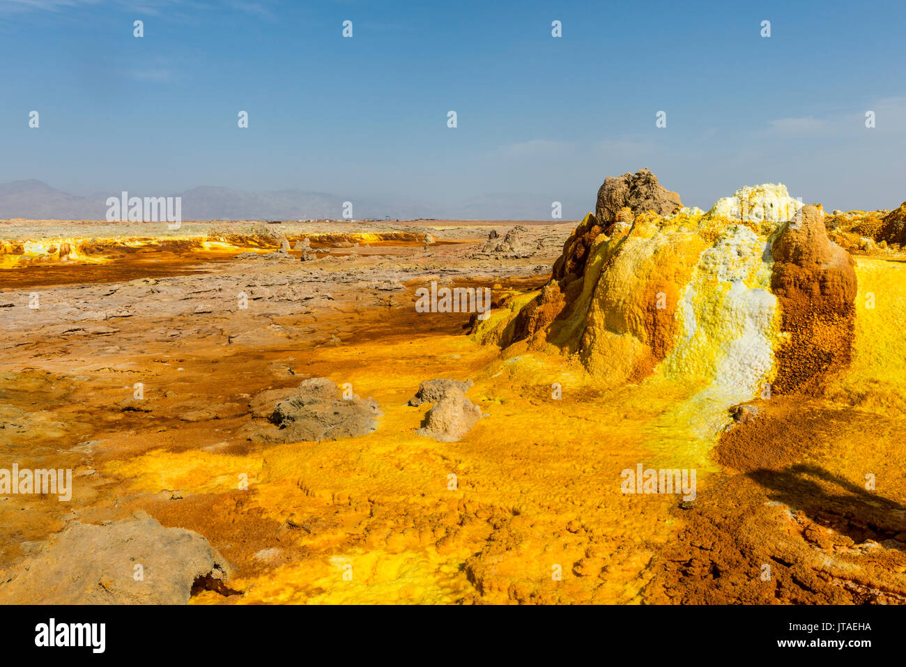 Colourful spings of acid in Dallol, hottest place on earth, Danakil depression, Ethiopia, Africa Stock Photo