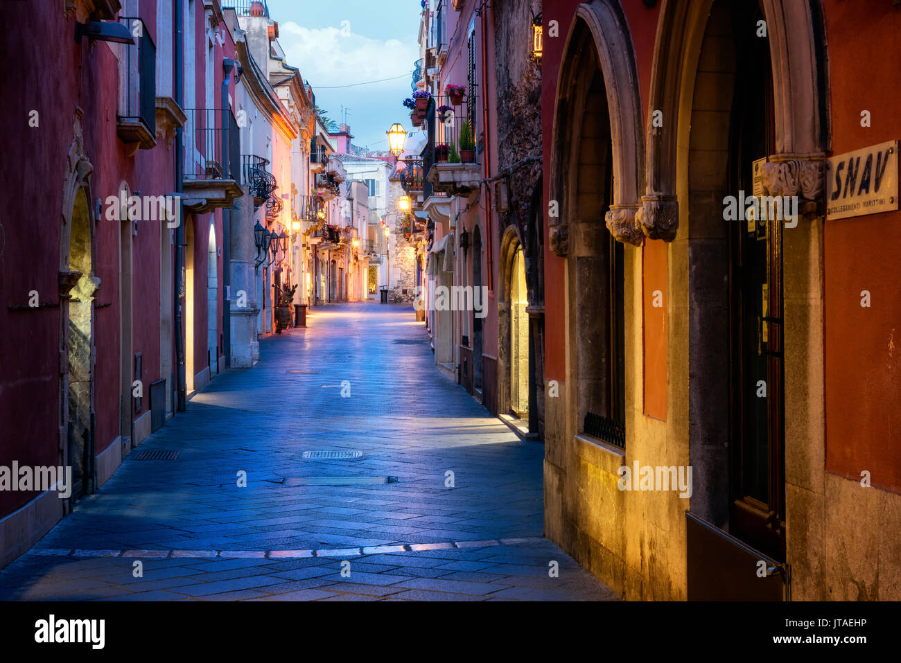 Taormina Street, Taormina, Sicily, Italy, Europe Stock Photo