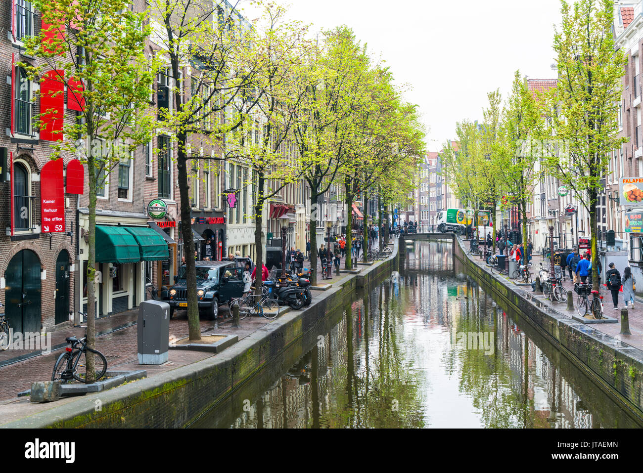 Canal in the Red Light District, Amsterdam, Netherlands, Europe Stock Photo