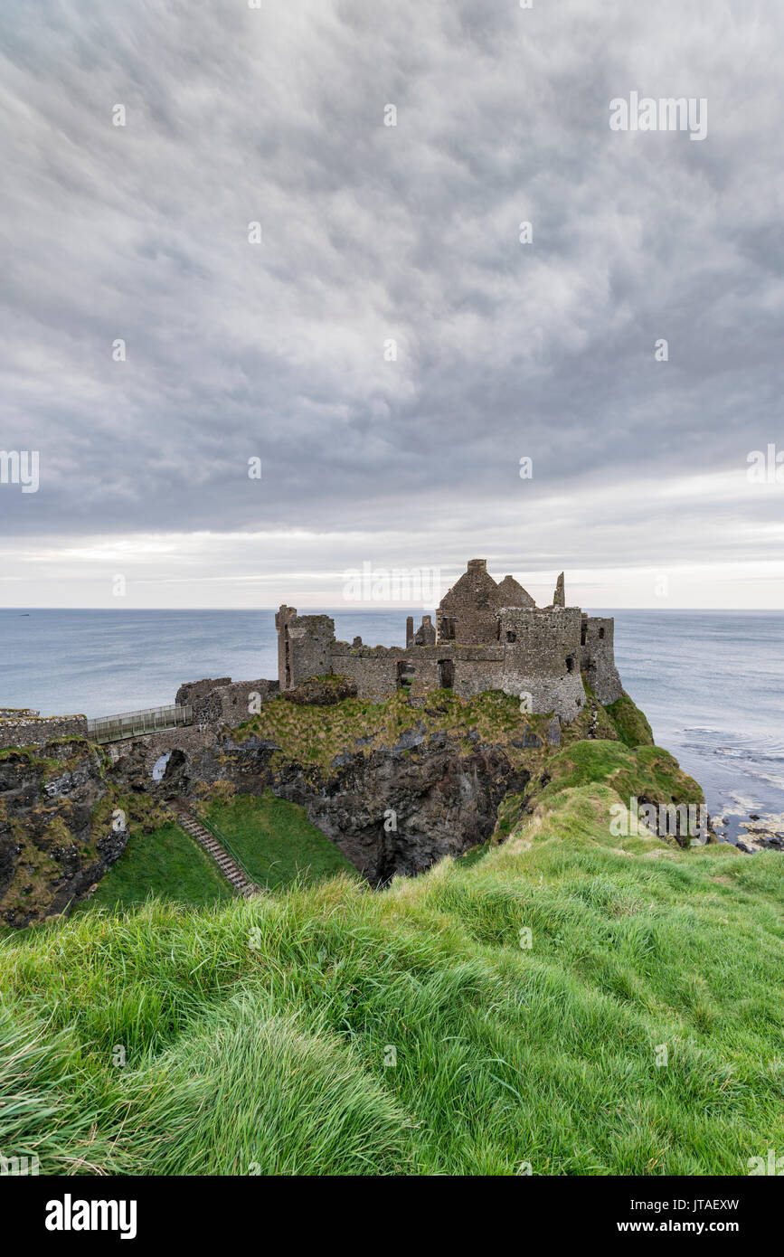 Dunluce Castle ruins, Bushmills, County Antrim, Ulster, Northern Ireland, United Kingdom, Europe Stock Photo