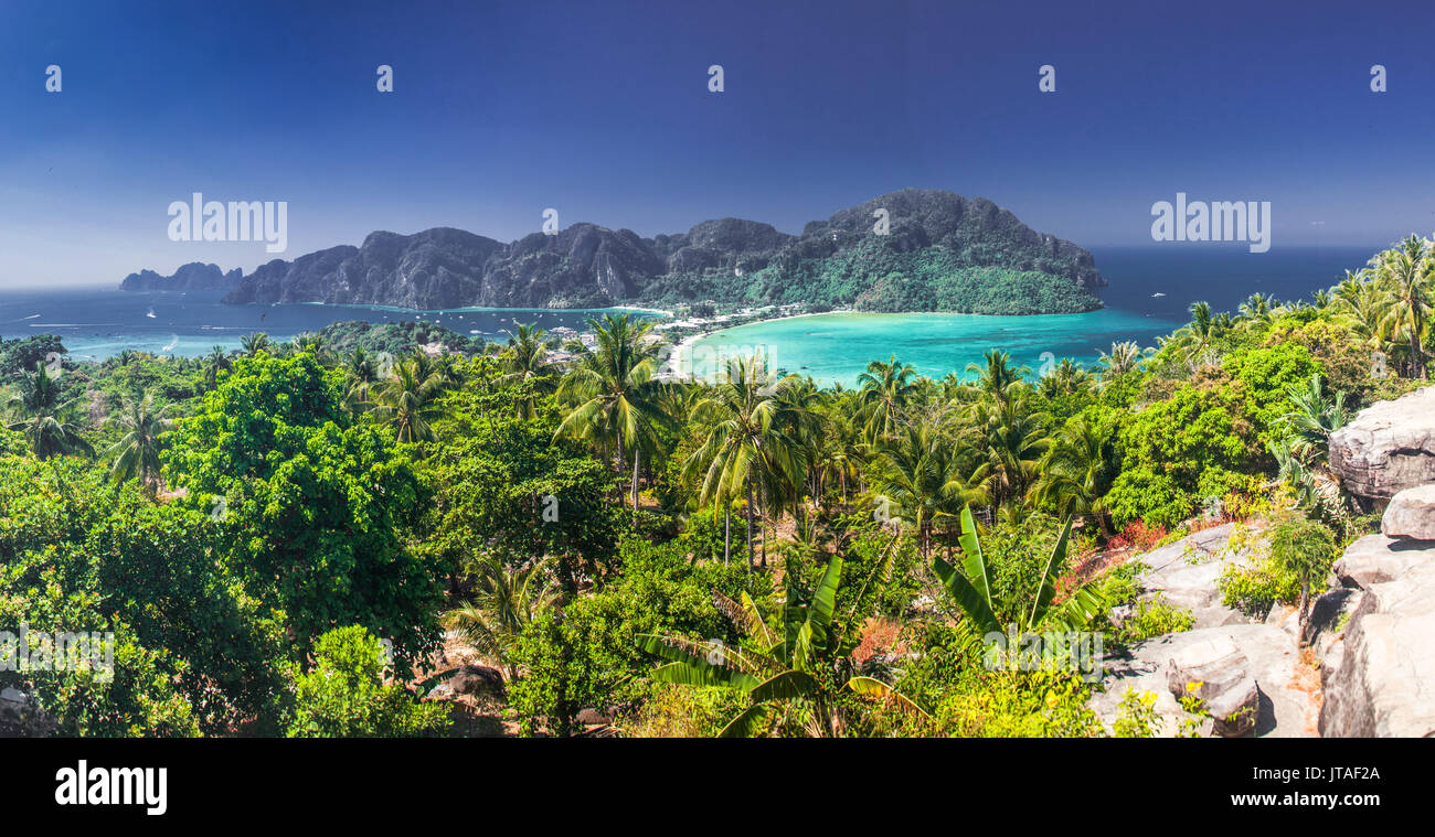 Panorama of Ko Phi Phi Don, beautiful tropical island in Thailand, Southeast Asia, Asia Stock Photo