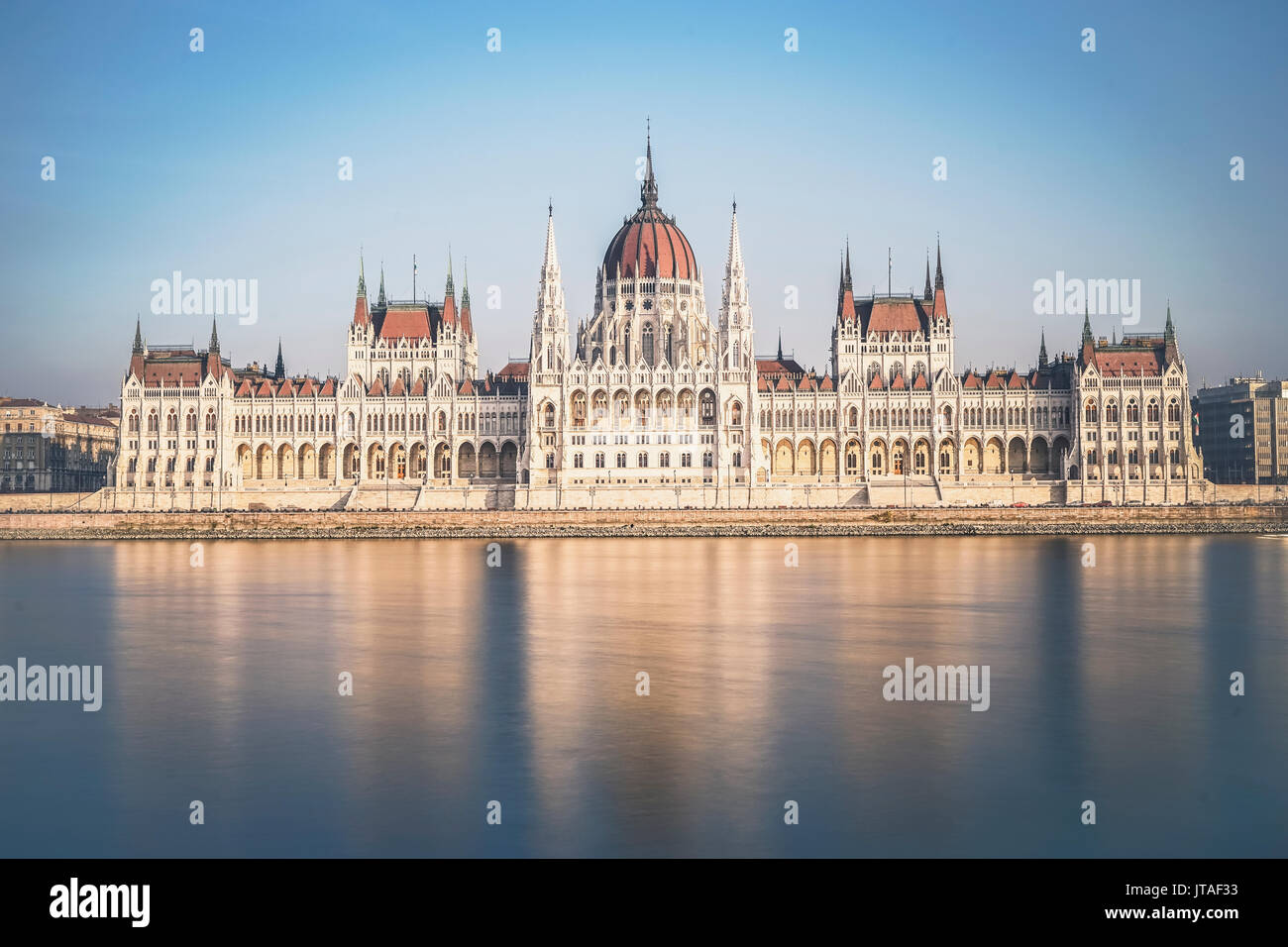 Hungarian Parliament Building across the River Danube, Budapest, Hungary, Europe Stock Photo