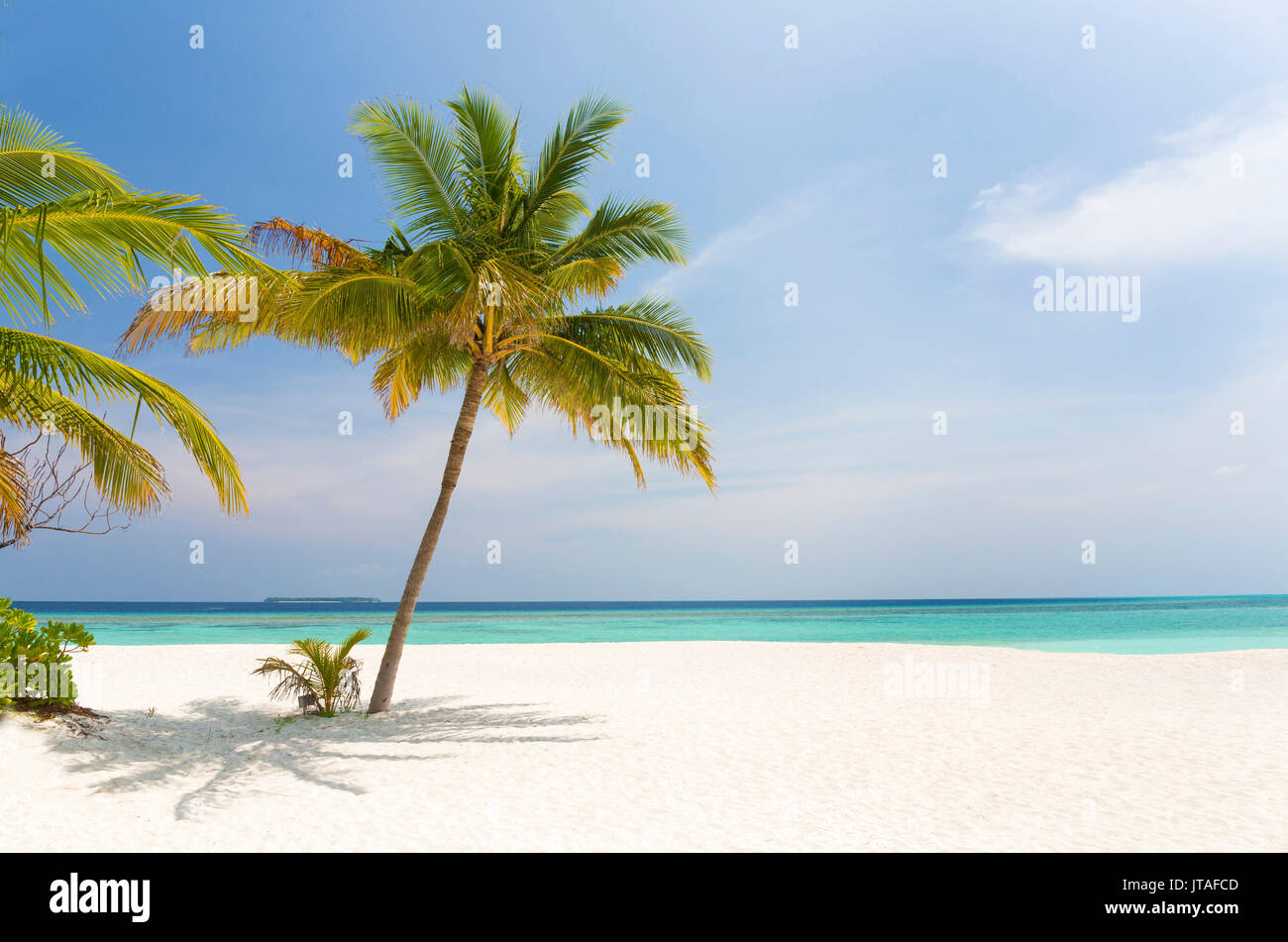 Tropical beach scene, Coco Palm Resort, Dhuni Kolhu, Baa Atoll, Republic of Maldives, Indian Ocean, Asia Stock Photo