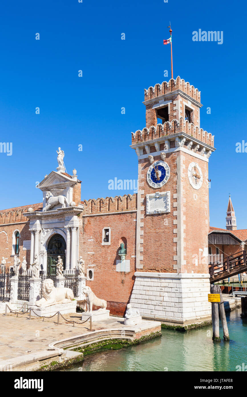 Porta Magna at the Venetian Arsenal (Arsenale di Venezia), a Byzantine shipyard and armoury, Venice, UNESCO, Veneto, Italy Stock Photo