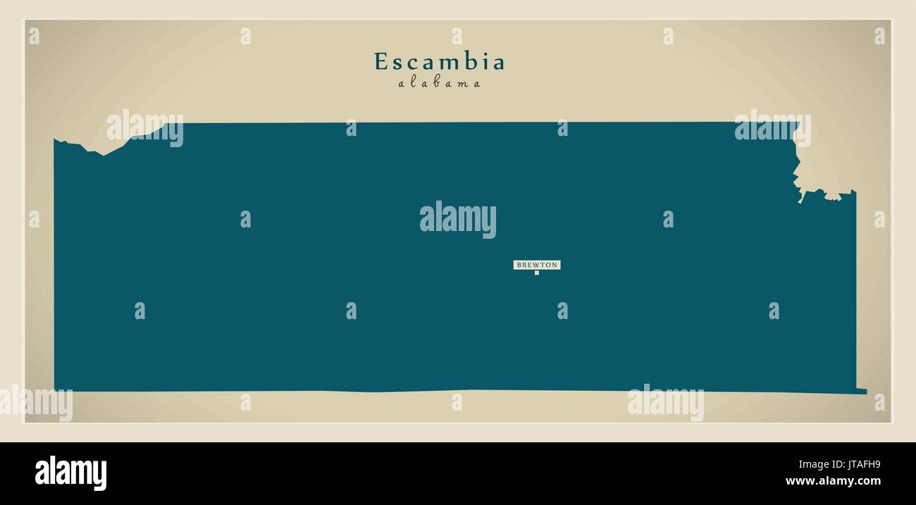 Modern Map Escambia Alabama county USA illustration Stock Vector