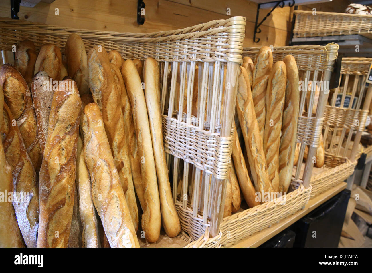 Bakery, French baguettes, Haute-Savoie, France, Europe Stock Photo