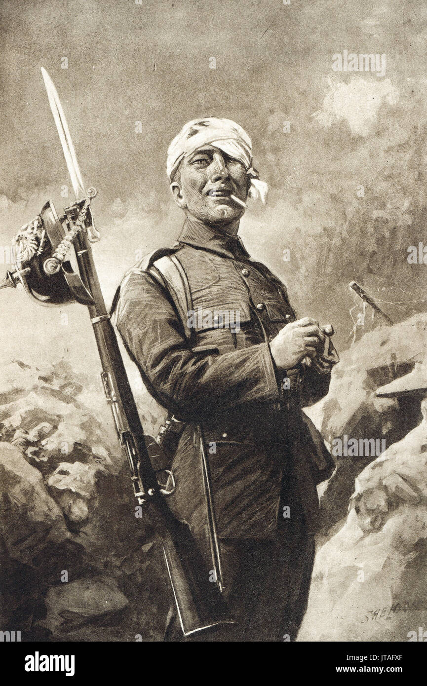 The Smile of Victory, early WW1 propaganda image Stock Photo