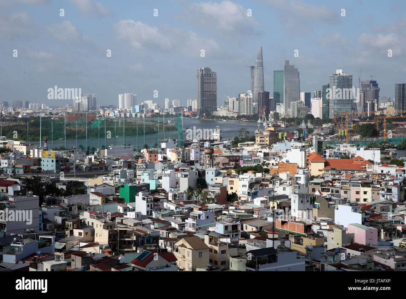 Saigon River, Ho Chi Minh city skyline, Vietnam, Indochina, Southeast Asia, Asia Stock Photo